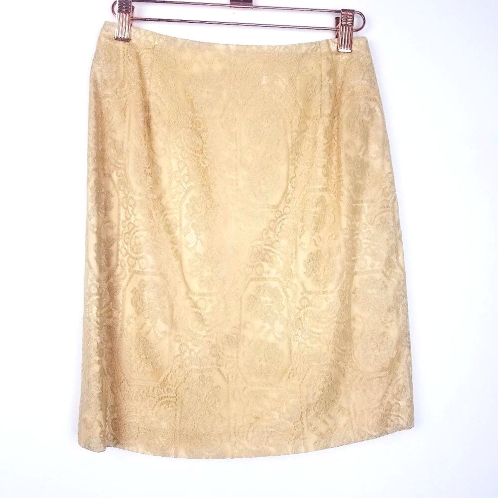 Tina Hagen | Gold Lace Pencil Skirt Mini 8